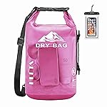 HEETA Dry Bag Waterproof for Women Men, Roll Top Lightweight Dry Storage Bag Backpack with Phone Case for Travel Swimming Boating Kayaking Paddle Board Camping Beach Accessories (Rose Red, 30L)