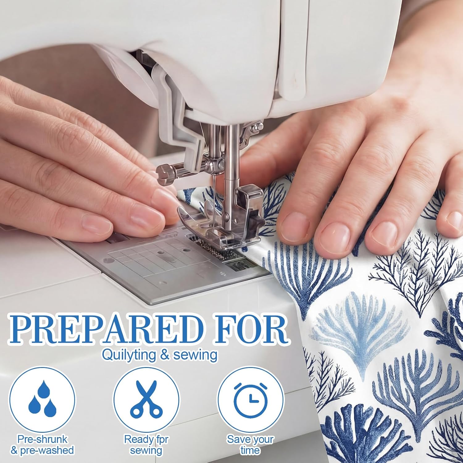 Mindsoft 12 Pcs Blue Coastal Beach Fabric Bundles 18 x 22 Inch
