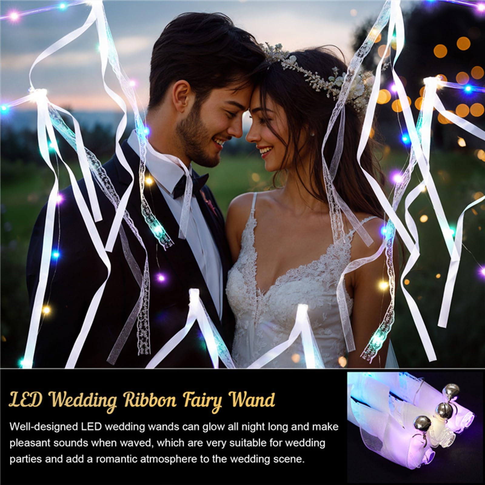 BEIJIALY 24 Pezzi Bacchette Magiche Illuminate per Matrimonio, Bacchette Magiche per Matrimoni Illuminate Bacchette per Bacchette Nuziali a LED, Bastoncini a Nastro LED (Blu)