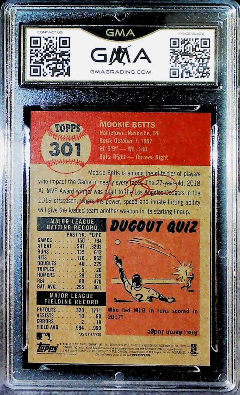 2020 Topps The MLB Living Set Baseball #301 Mookie Betts Los Angeles Dodgers GMA 10 GEM MINT ONLINE EXCLUSIVE MLB Trading Card (A Continuation Set Begun in 2018) Serial Number May Vary