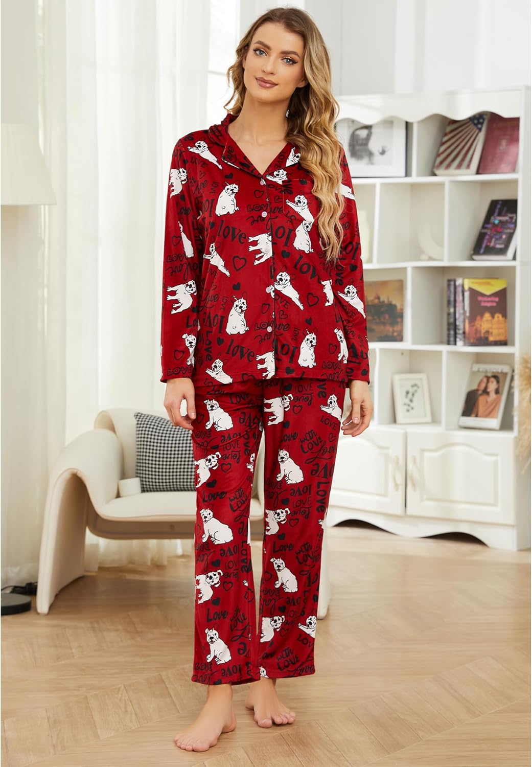 HEARTNICE Womens Pajama Sets, Soft Fleece PJS for Women Comfy Warm Sleepwear - Image 4