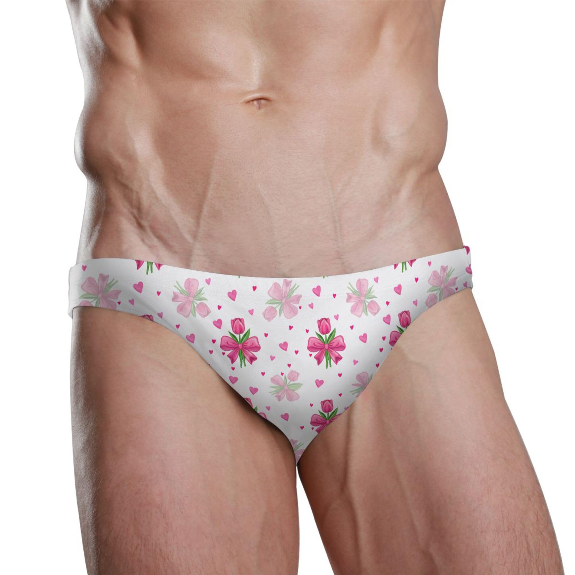 Men's Swim Briefs Pink Bows Swimsuit Beach Swimwear Bikini M B0405114