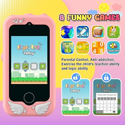 Miniatura 4 de GREENKINDER Juguetes de teléfono para niños, juguete de teléfono inteligente, educación, Navidad, regalos de cumpleaños para 3, 4, 5, 6, 7, 8, 9