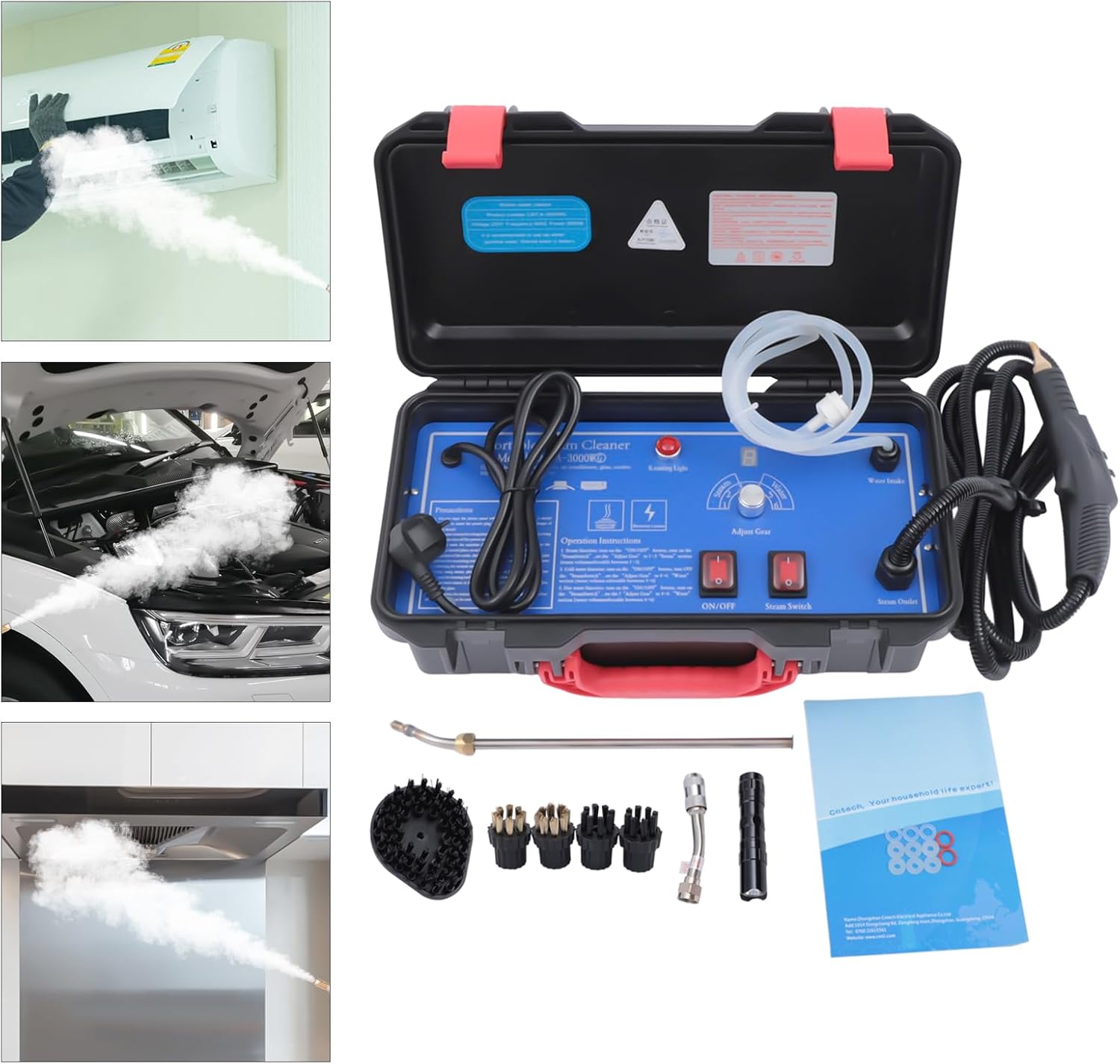 110V 1700W Portable Steam Cleaner - High Pressure Adjustable Steam Wet Dry Cleaning Machine for Home Kitchen Car
