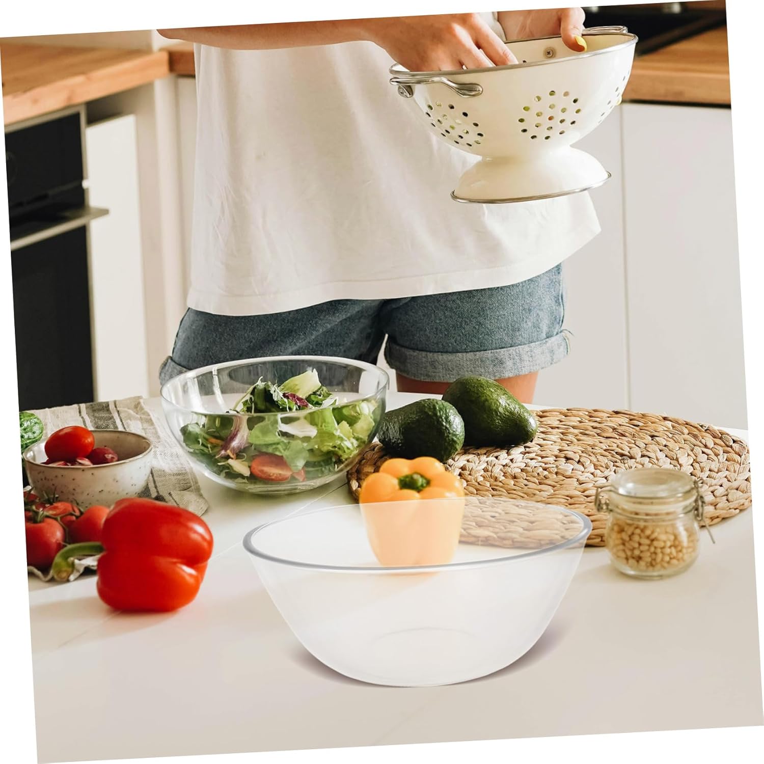 Mixing Bowl Glass Salad Bowl Kitchen Basin Vegetable Basin Versatile Kitchen Tool