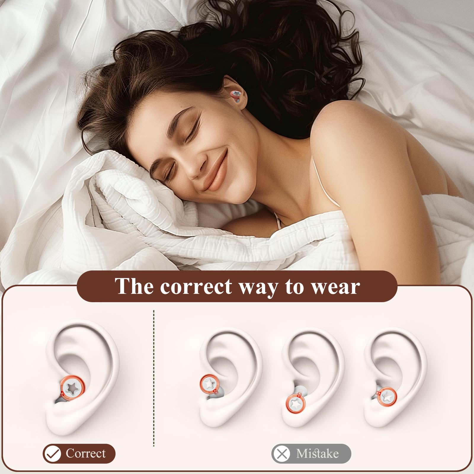 Tapones para los oídos con cancelación de ruido para dormir, protección auditiva, reutilizables y con cancelación de ruido, 3 pares de tapones para los oídos S-L, 26 dB, para dormir,