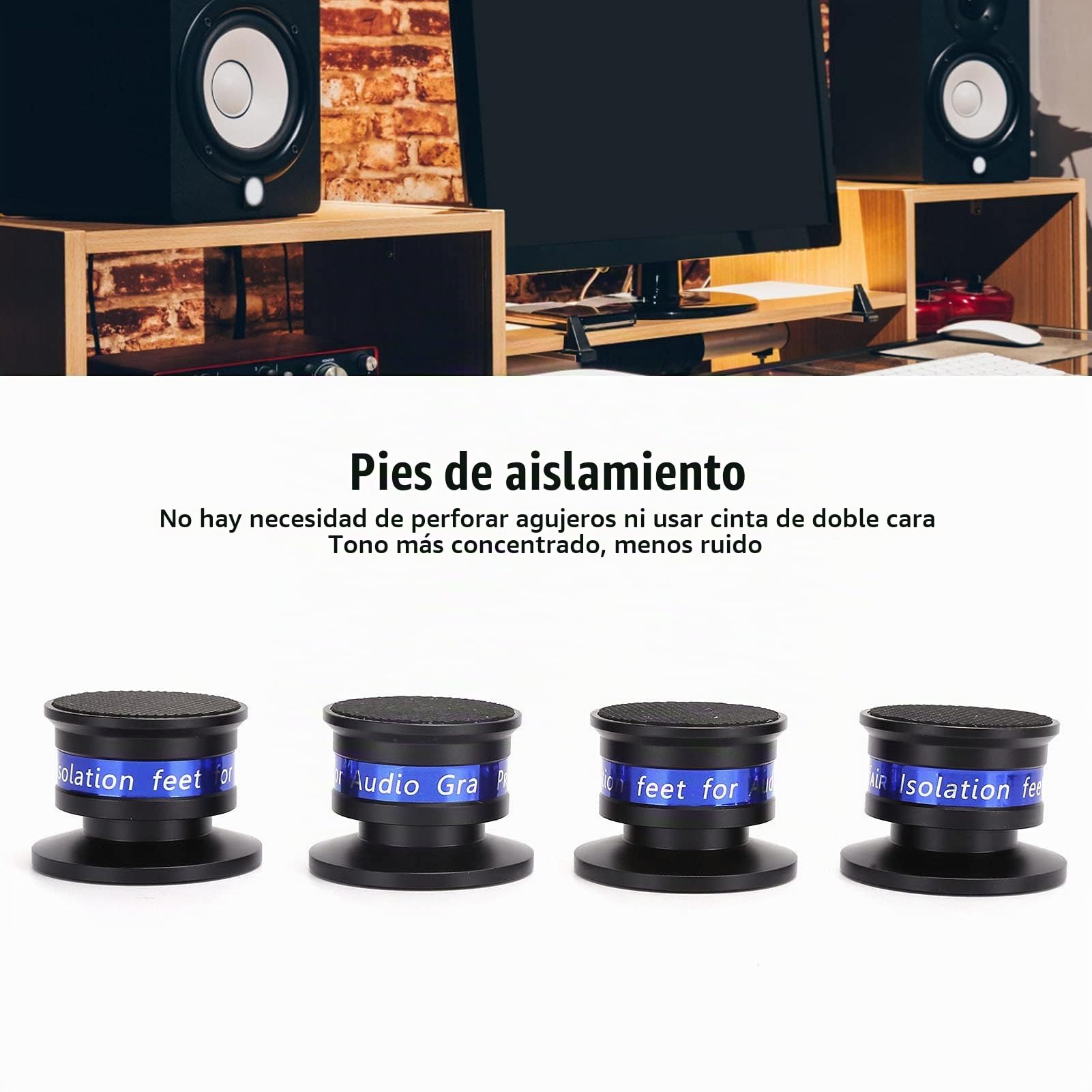 4 almohadillas de aislamiento para pies, clavijas de almohadilla de aislamiento de audio para tocadiscos, almohadillas de clavijas de aislamiento de goma antivibración y antideslizante para (negro)
