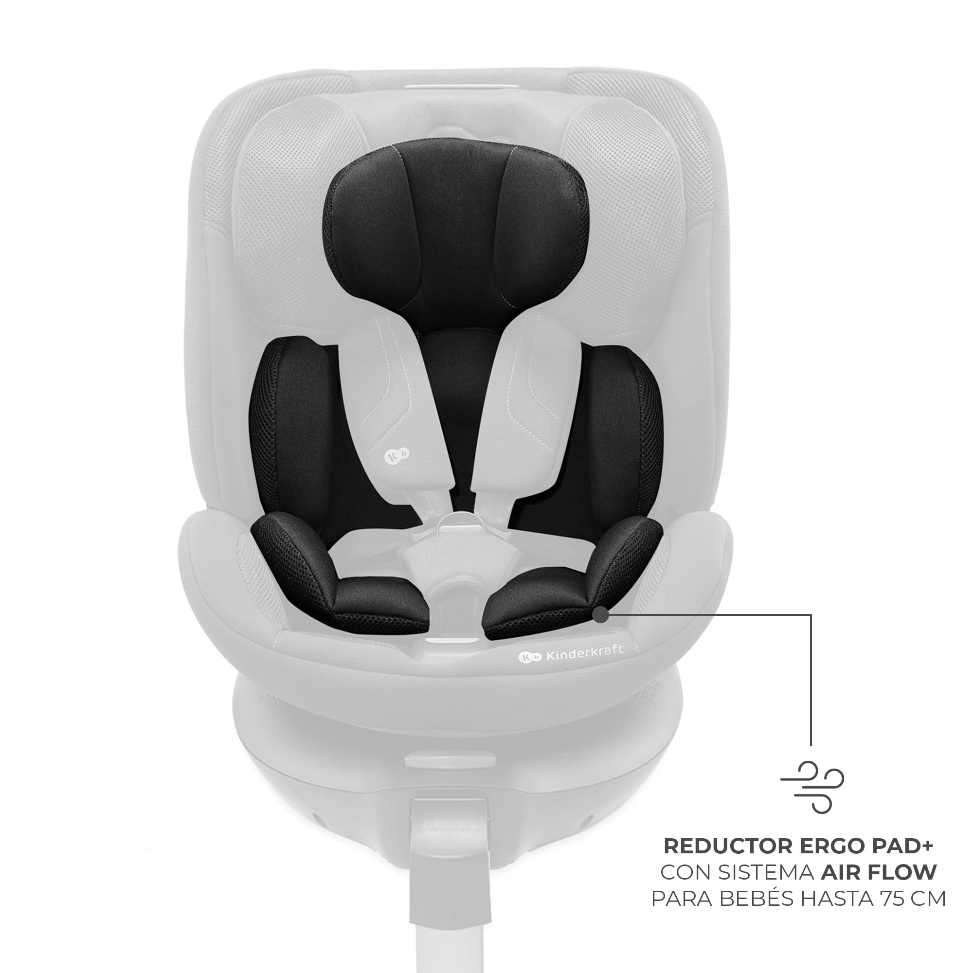 Kinderkraft XRIDER2 I-SIZE 40-125 cm, Kindersitz 0-25 kg, 0-7 Jahre, 5-Punkt-Gurte, 360 grad drehbar, Kinderautositz mit ISOFIX, FWF und RWF, verstärkte 3-Schicht-Kopfstütze, Memory-Schaum, Schwarz
