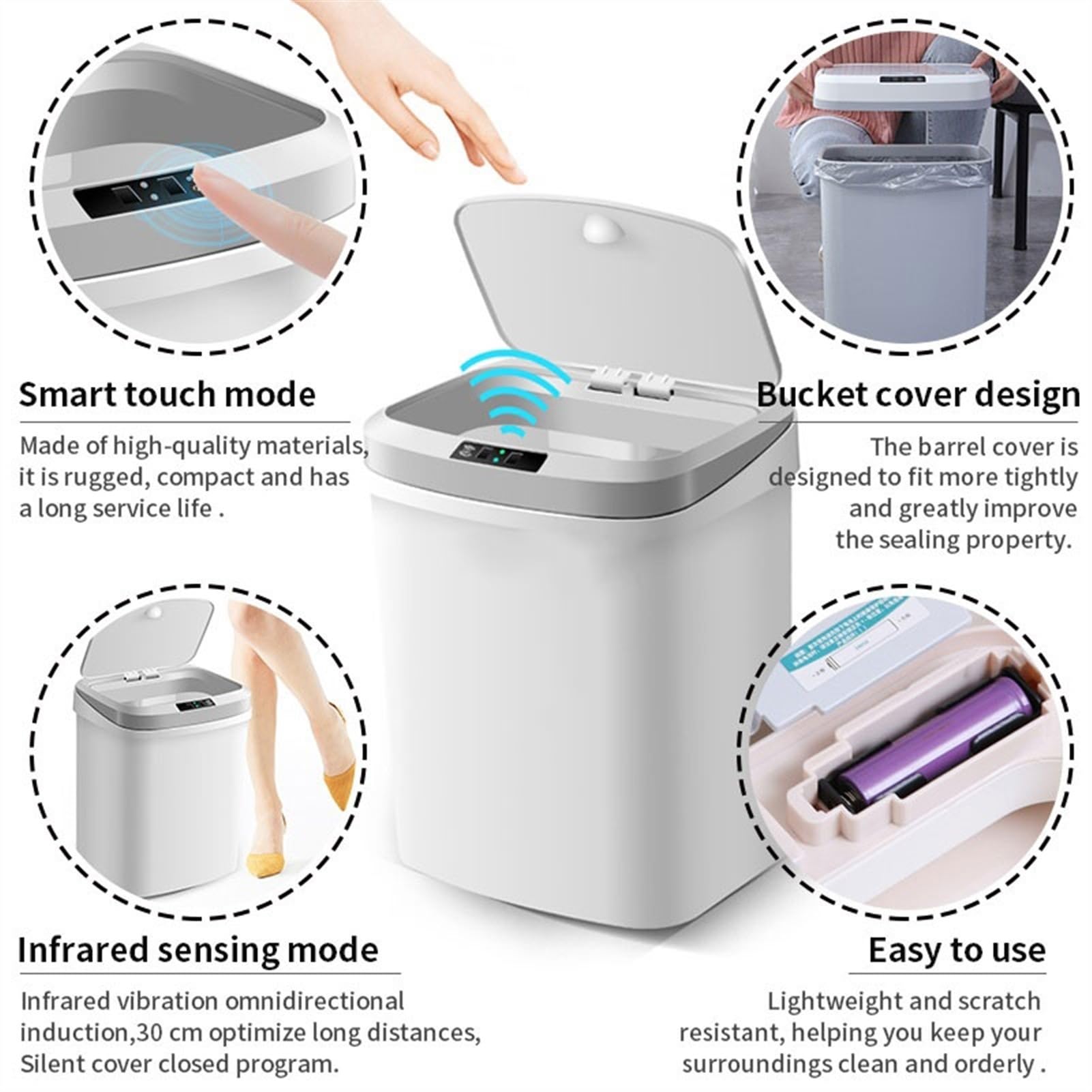 ENGENDER Bidone della Spazzatura per Ufficio Pattumiera Secchio di Carta Elettrico Moderno Casa Camera da Letto Soggiorno Cucina Bagno Cestino Cestino (Color : A, Size : S)