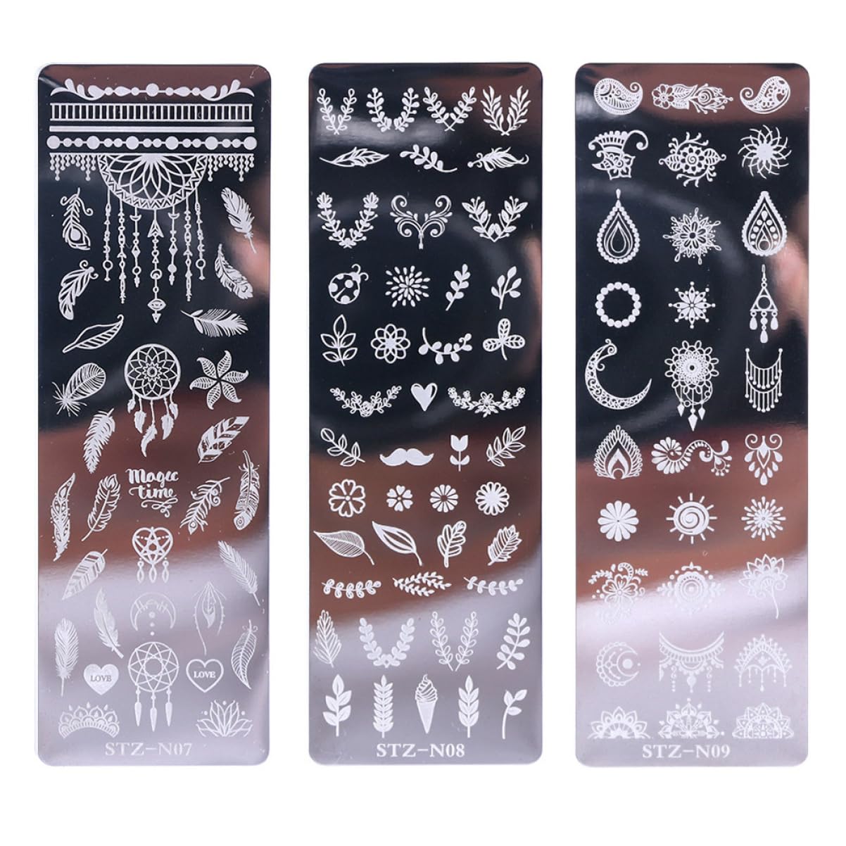 3 Set Piaste Per Stamping Unghie Acciaio Inossidabile Con Floreali E Farfalle Decorazione Nail Art E Creativa Per 6 Pezzi*3