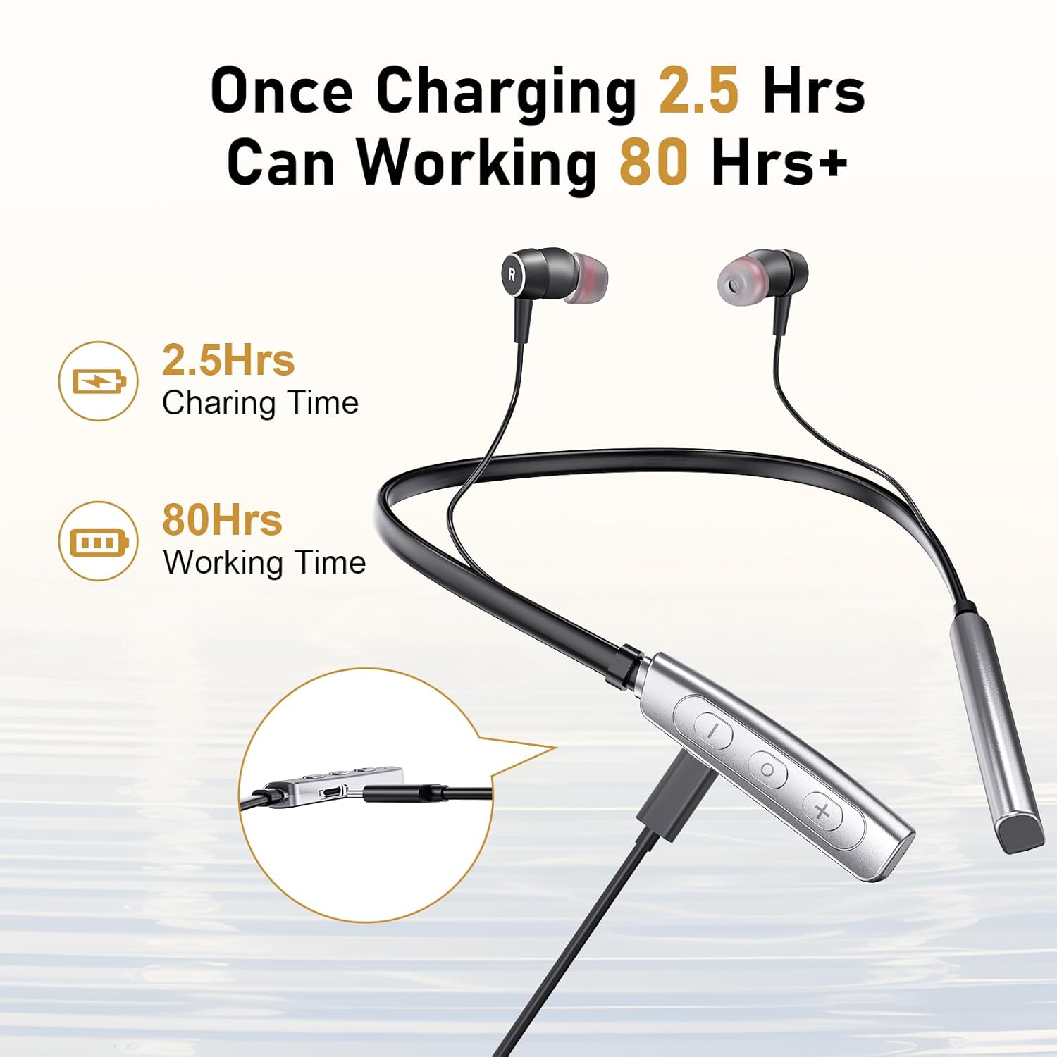 Neckband Hearing Aids, Rechargeable Hearing Amplifier for Adults & Seniors - Noise Canceling, 2 Modes, 5 Volume Levels, No Whistling - Image 2
