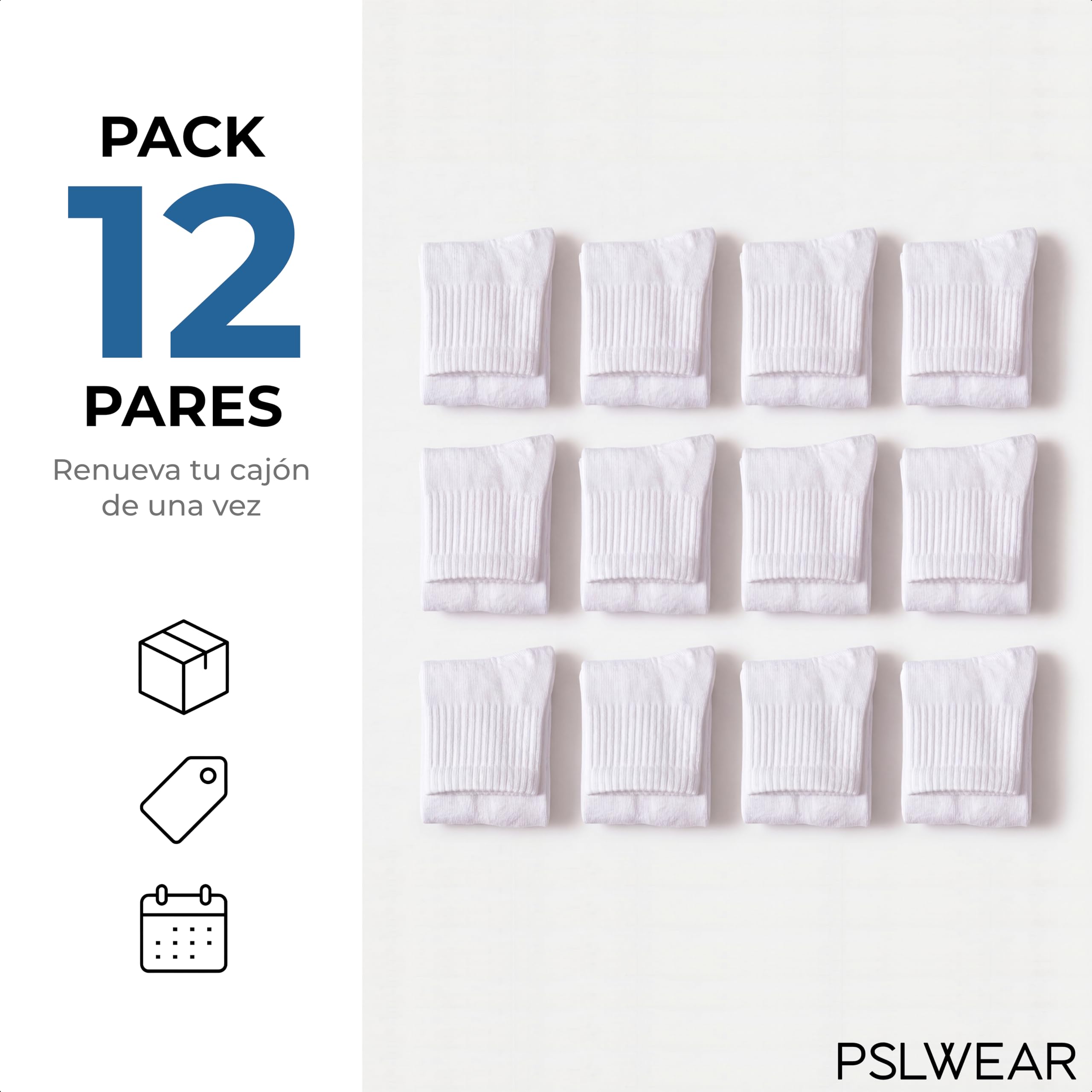 Calcetines Hombre Mujer Cómodos, Resistentes y Transpirables | Uso Diario y Multifunción | Pack 6 y 12 Pares