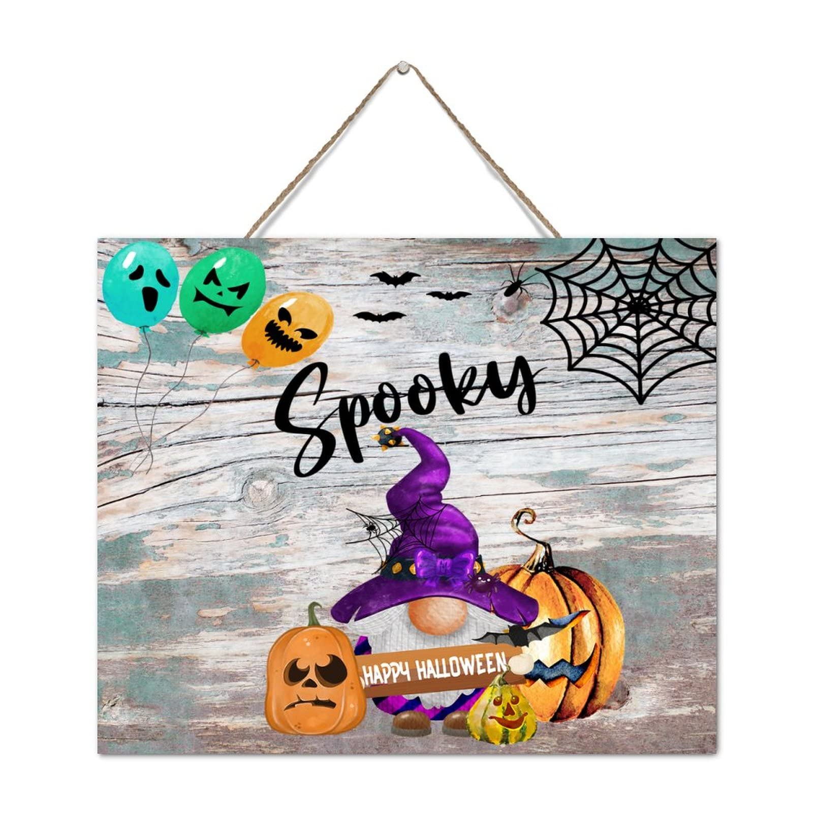 Plaque murale Halloween en bois aux dictons positifs pour réchauffer votre foyer