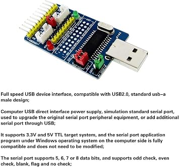 CH341A USB to SPI I2C IIC UART TTL ISP Serial Adapter Module | 3.3V/5V Compatible Converter for Debugging, Firmware Upgrades, RS232 RS485, and EPP/MEM Parallel Port Interface