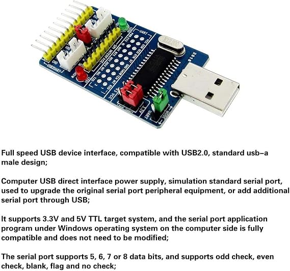 CH341A USB to SPI I2C IIC UART TTL ISP Serial Adapter Module | 3.3V/5V Compatible Converter for Debugging, Firmware Upgrades, RS232 RS485, and EPP/MEM Parallel Port Interface