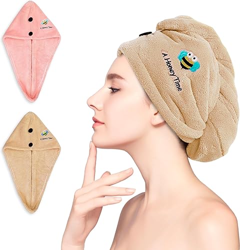 QSMSJASMINE Toalla de microfibra para el cabello, 2 paquetes de turbantes para cabello mojado, cabello súper absorbente de secado rápido, toallas de