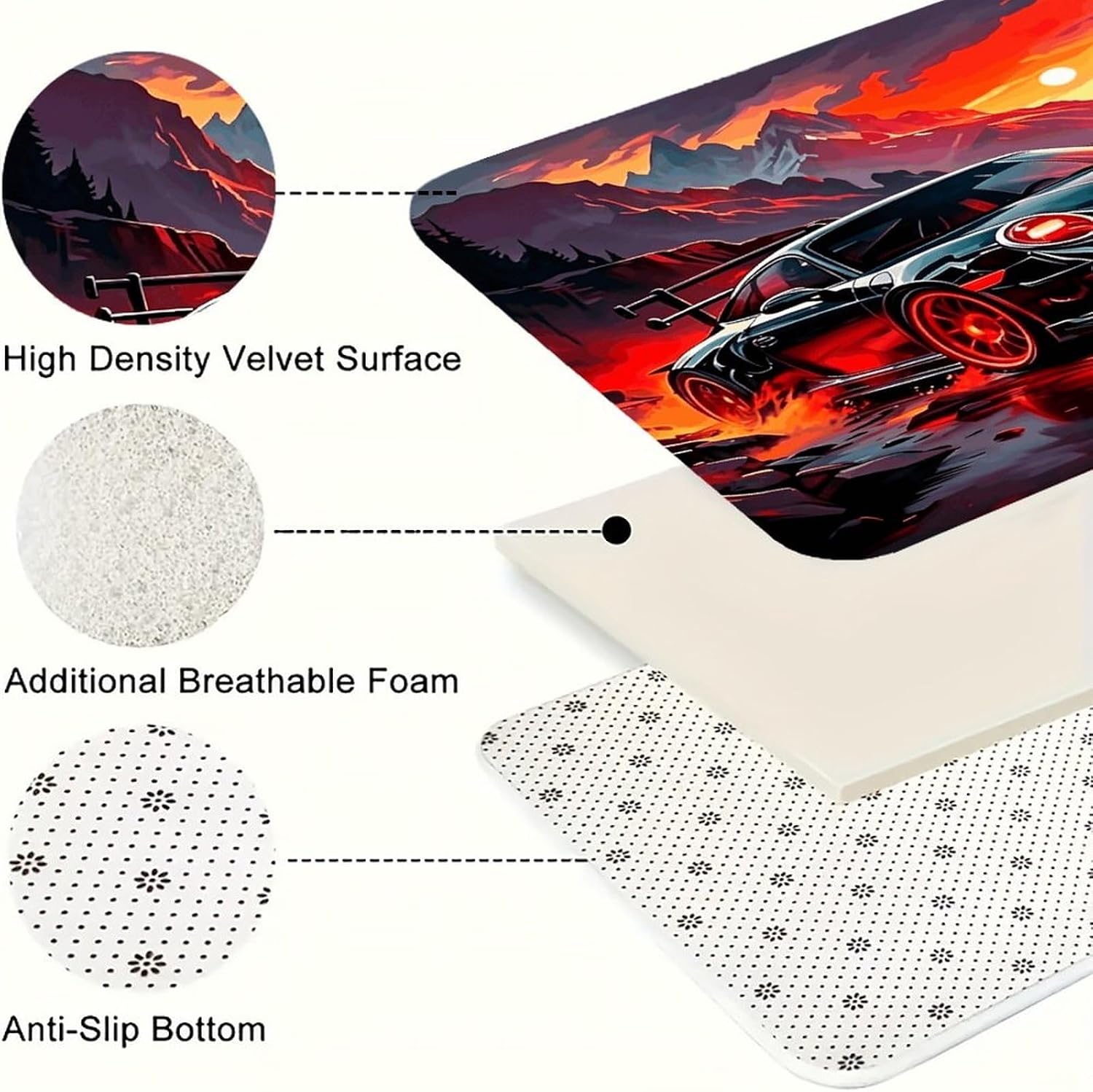 Sports Car Kitchen Mats Set of 2 Cushioned Anti Fatigue Rug image 3