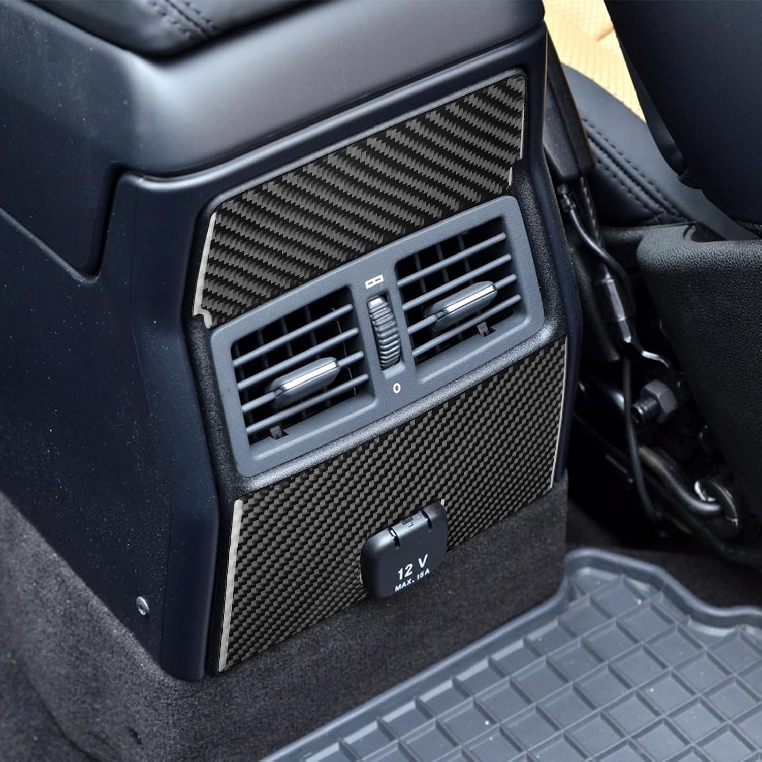 Real Carbon Fiber Compatible with Mercedes-Benz W463 G550 G63 AMG 2014-2018 2015 2016 2017 Accessories Rear Center Console Air Conditioning Vents Cover Interior Trim Sticker Decal 2PCs