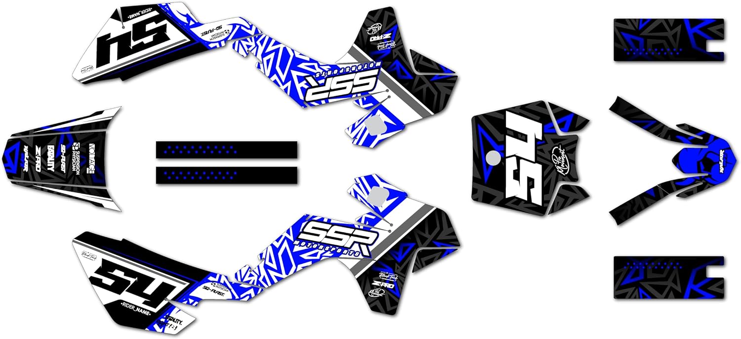 Graphics Kit for SSR SR70, SR110, and SR125 (2021+) ORION Series Blue 16 Mil - On/Off the Road - Dirt pit bike motorcycle sticker, dirtbike racing decal motocross accessories no-plastics