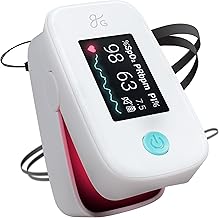 Greater Goods Finger Pulse Oximeter, Blood Oxygen Meter, Measures SpO2, Heart Rate, and PI, Includes Batteries & Lanyard