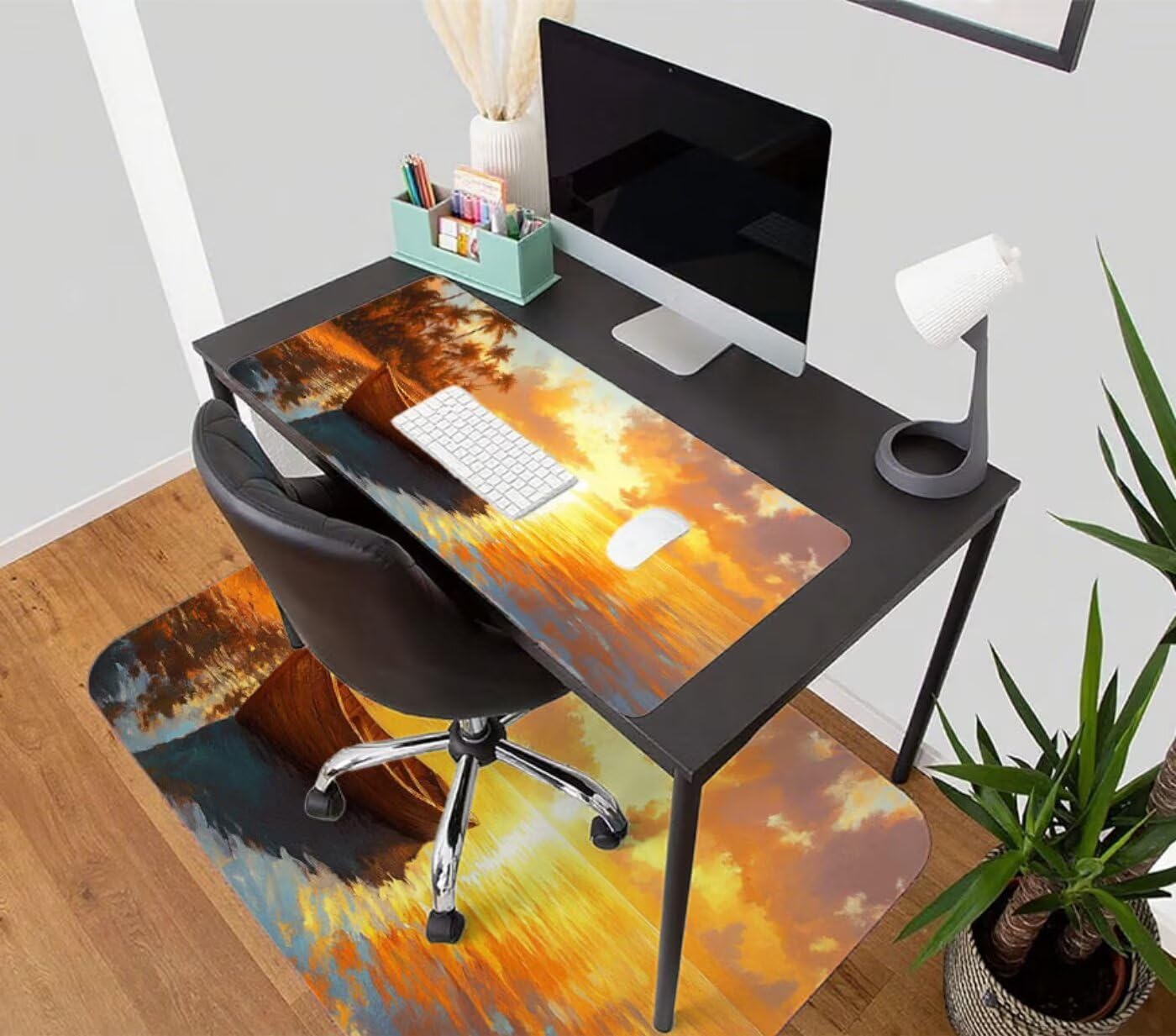 Podkładka pod mysz do gier łódź podkładka pod mysz XXL 1200 x 400 mm podkładka pod mysz biurowa szyta wodoodporna antypoślizgowa, podkładka pod mysz jezioro do gier, biura, wystroju domu, szybciej
