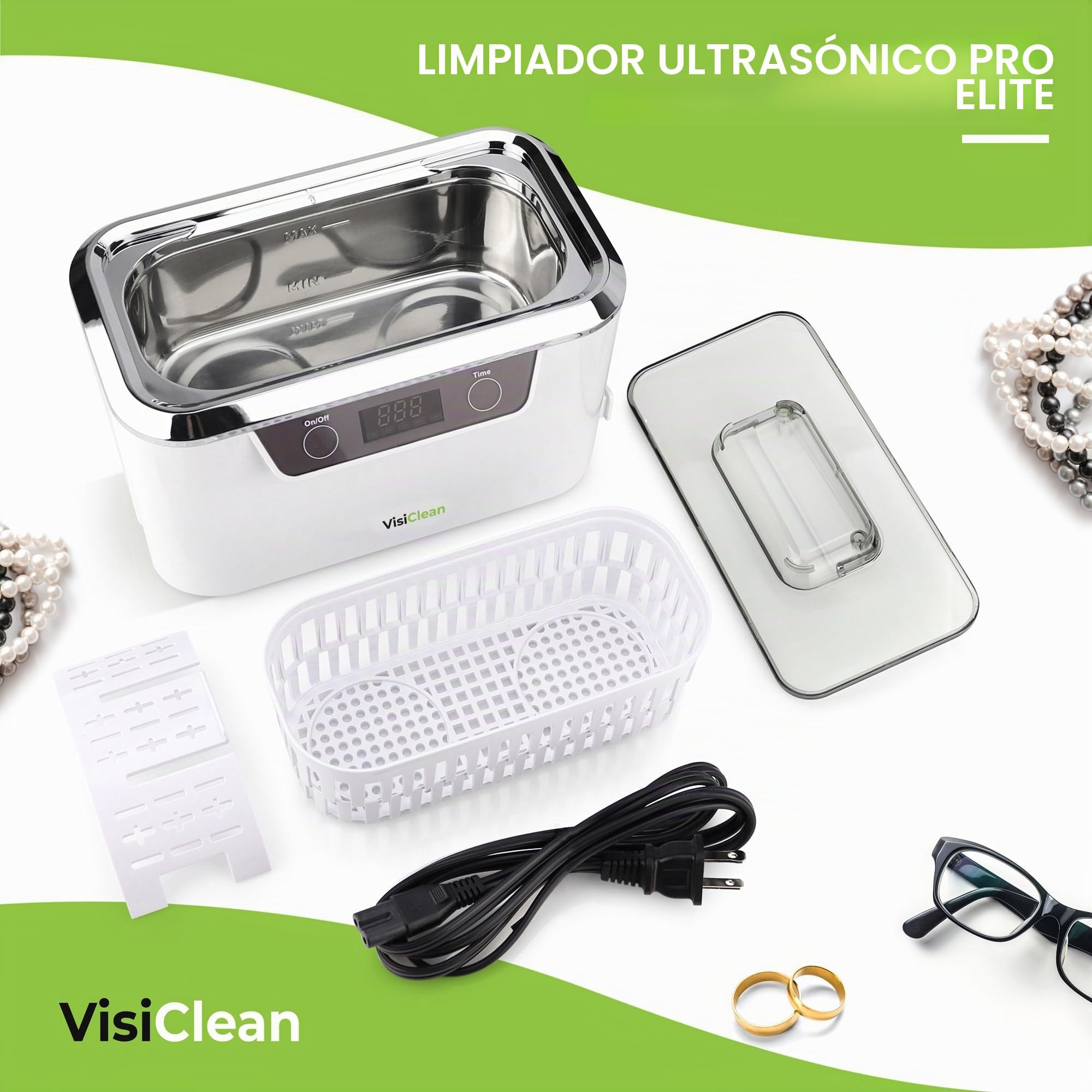 InVisiClean IC-2755 - Máquina limpiadora ultrasónica Profesional para Joyas, Diamantes, anteojos, Gafas de Sol, dentaduras postizas y Anillos