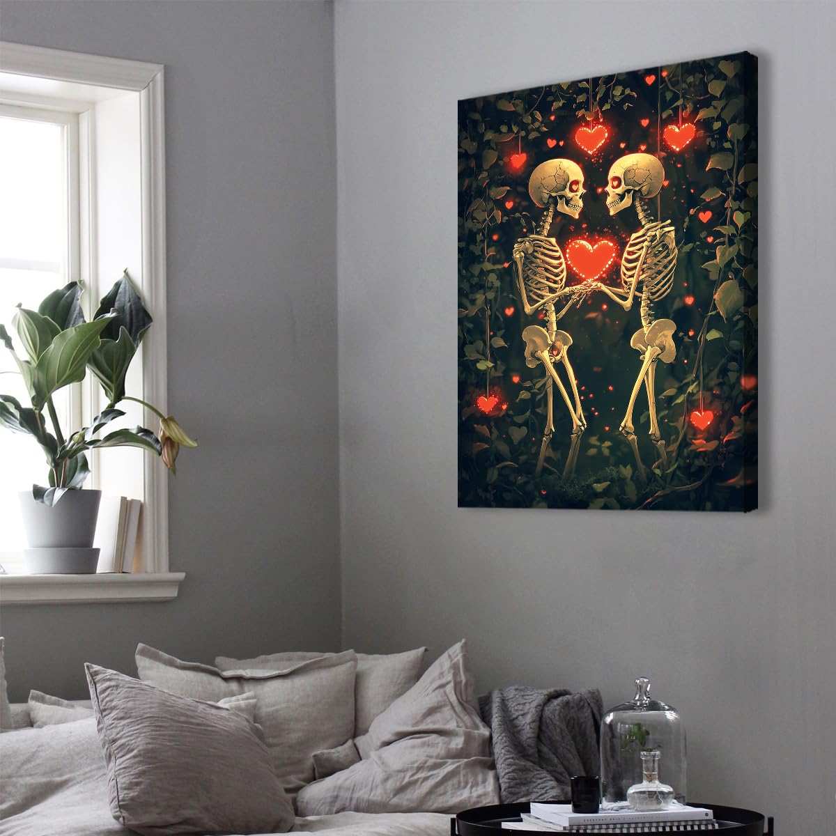 Via Vela Gothic Love Couple Szkielet Obraz na płótnie Jadalnia Dekoracja 70 x 105 cm