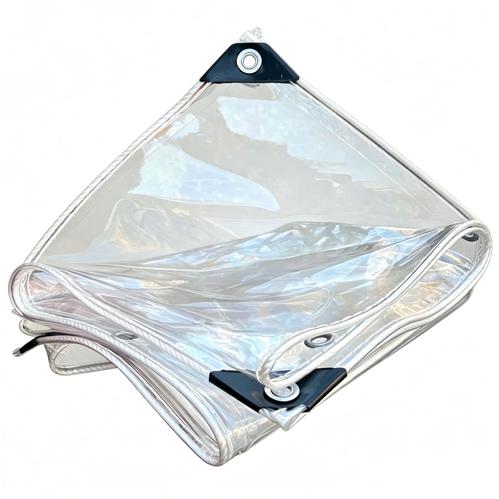 Huhjyuge Light Transparent Tarpaulin With Grommets And Reinforced Edges, Pvc Clear Tarp Waterproof Cover For Patio, Porch, Gazebo, Greenhouse, Chicken Coop, Garden Furniture (2X10m)
