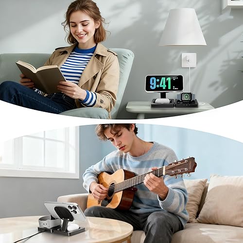 Miniatura 9 de Cargador inalámbrico magnético para iPhone 3 en 1 para viajes 15W almohadilla de carga rápida plegable para iPhone 17 16e 16 15 14 13 12 Pro Max -