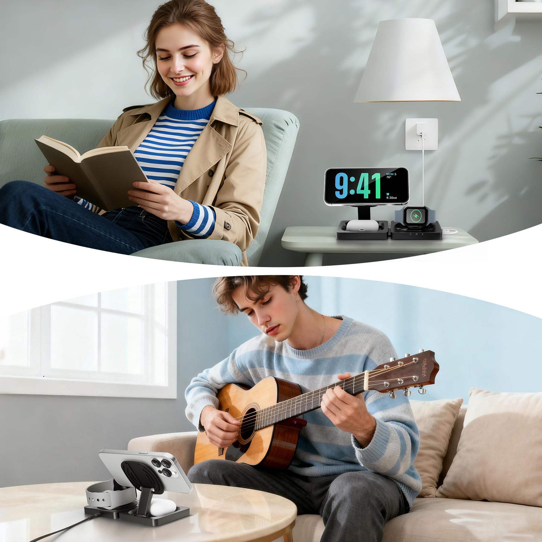 Caricabatterie magnetico wireless per iPhone: 3 in 1 per viaggi 15 W Pad di ricarica rapida pieghevole per iPhone 17 16e 16 15 14 13 12 Pro Max - per Apple Watch Ultra e AirPods Series Magnet Multiple