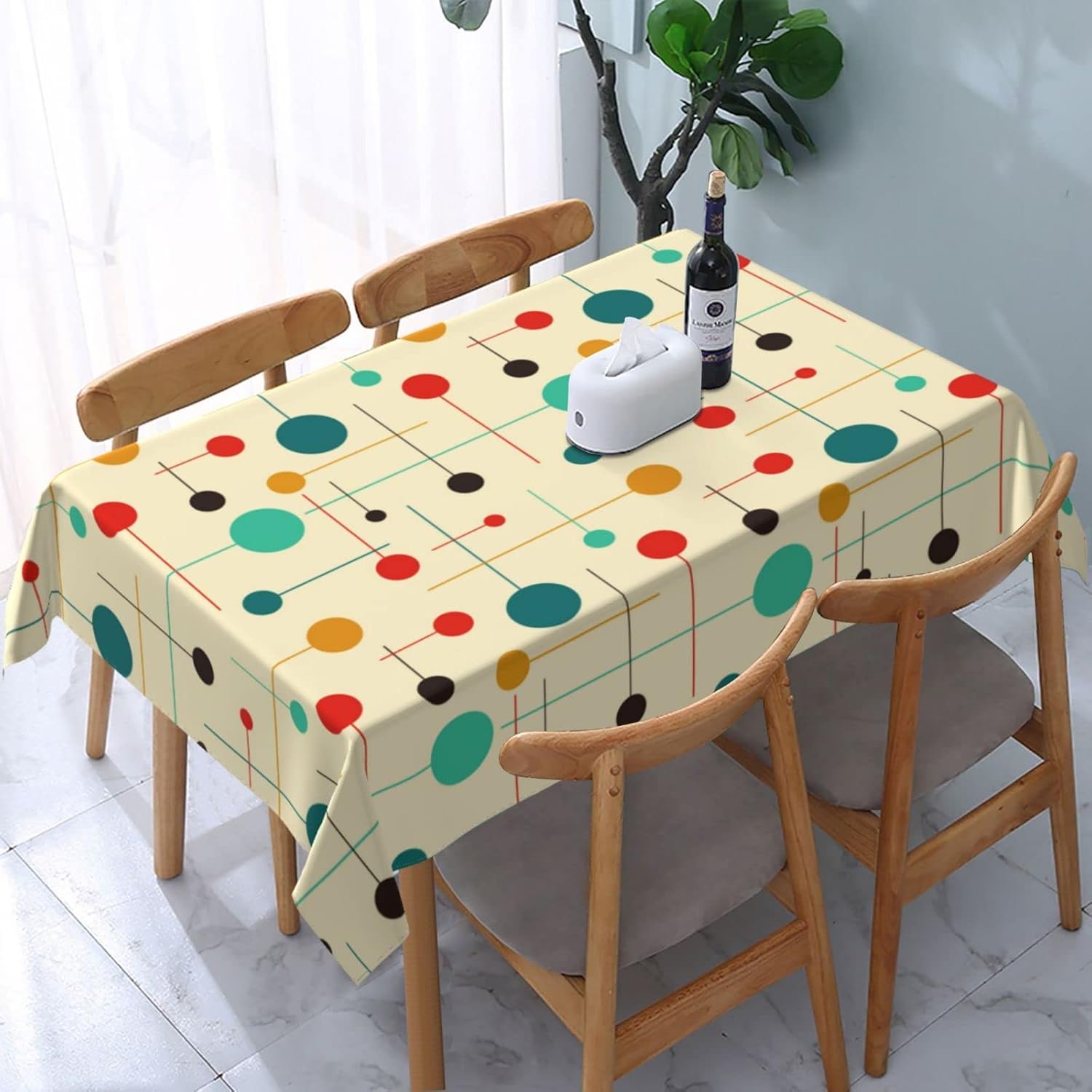 Amazon.com: Bapcoku Rectangle 54"x72" Table Cloth, Mid Century Modern Atomic Retro Tablecloth ...