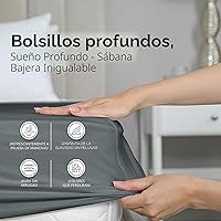Vista 4 de Sábana ajustable, resistente a las arrugas, a la decoloración y a las manchas, hipoalergénicas, incluye un sábana ajustable Utopía Bedding, Gris