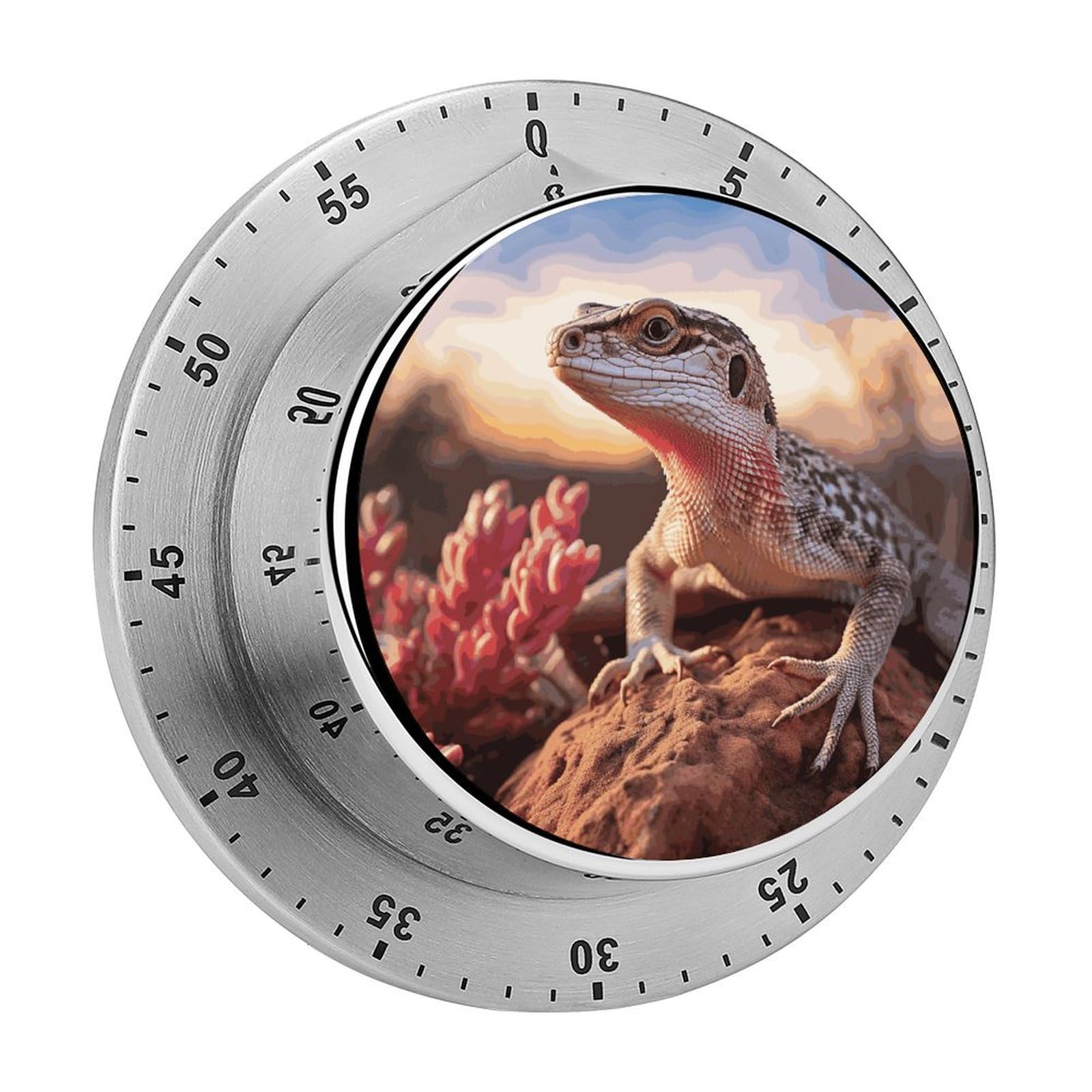 White Lizard Printed Waterproof Christmas Timer with Loud Alarm Outdoor Timer for Cooking Exercise Baking