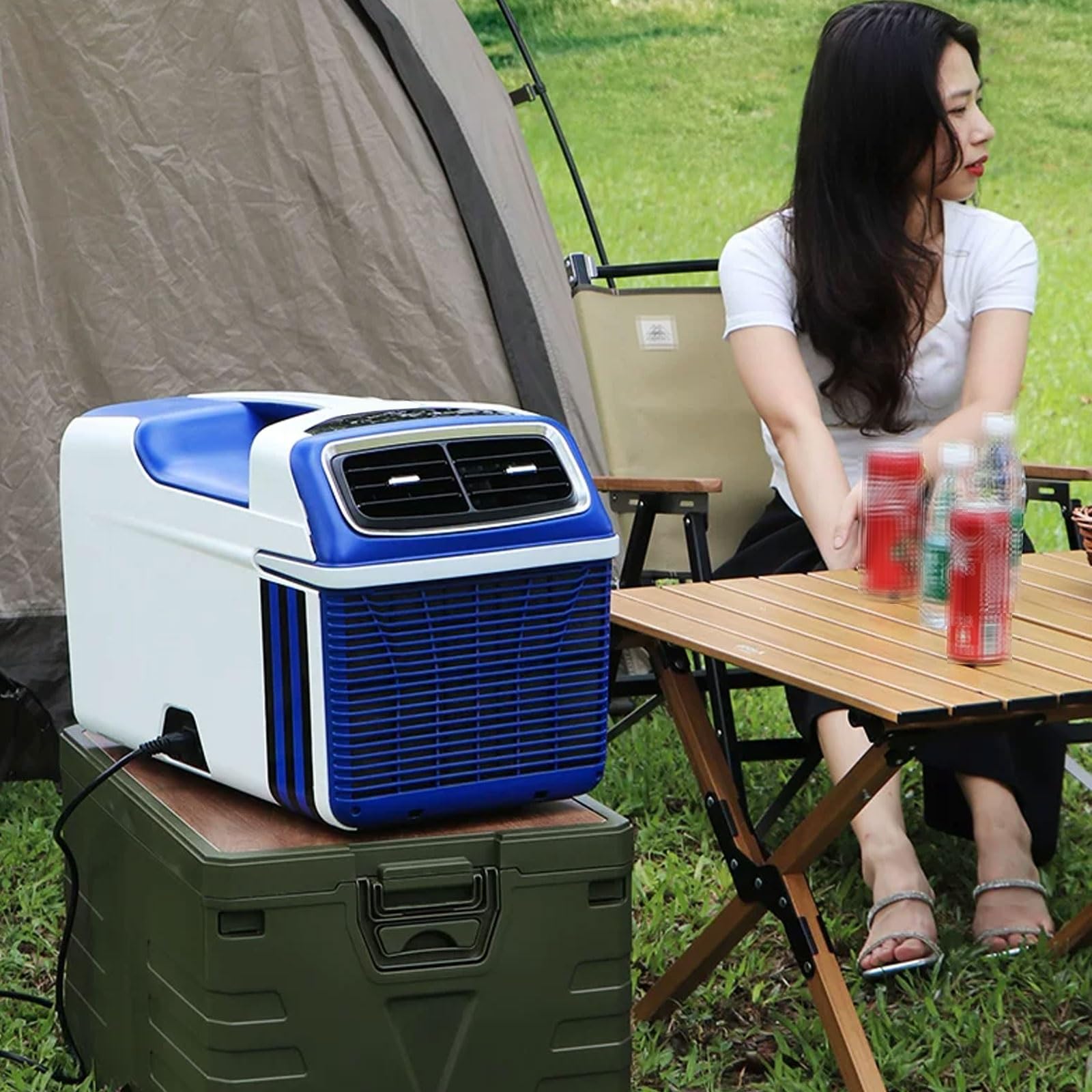 220-240V Condizionatore Casa Portatile, 4436 BTU, Raffreddamento 1300 W | Senza Scarico Delll'Acqua 4 Livelli di Velocità Risparmio Energetico Climatizzatore Campeggio per Soggiorno Ufficio Camper