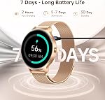 Smart Watch pour les femmes, 1.27" AMOLED Smartwatchs écran, Réponse/Faites appel pour iPhone/Android/Samsung, Fitness Tracker avec 120+ Modes de sport, fréquence cardiaque, sommeil et moniteur de santé (Rose Gold: Metal Band)