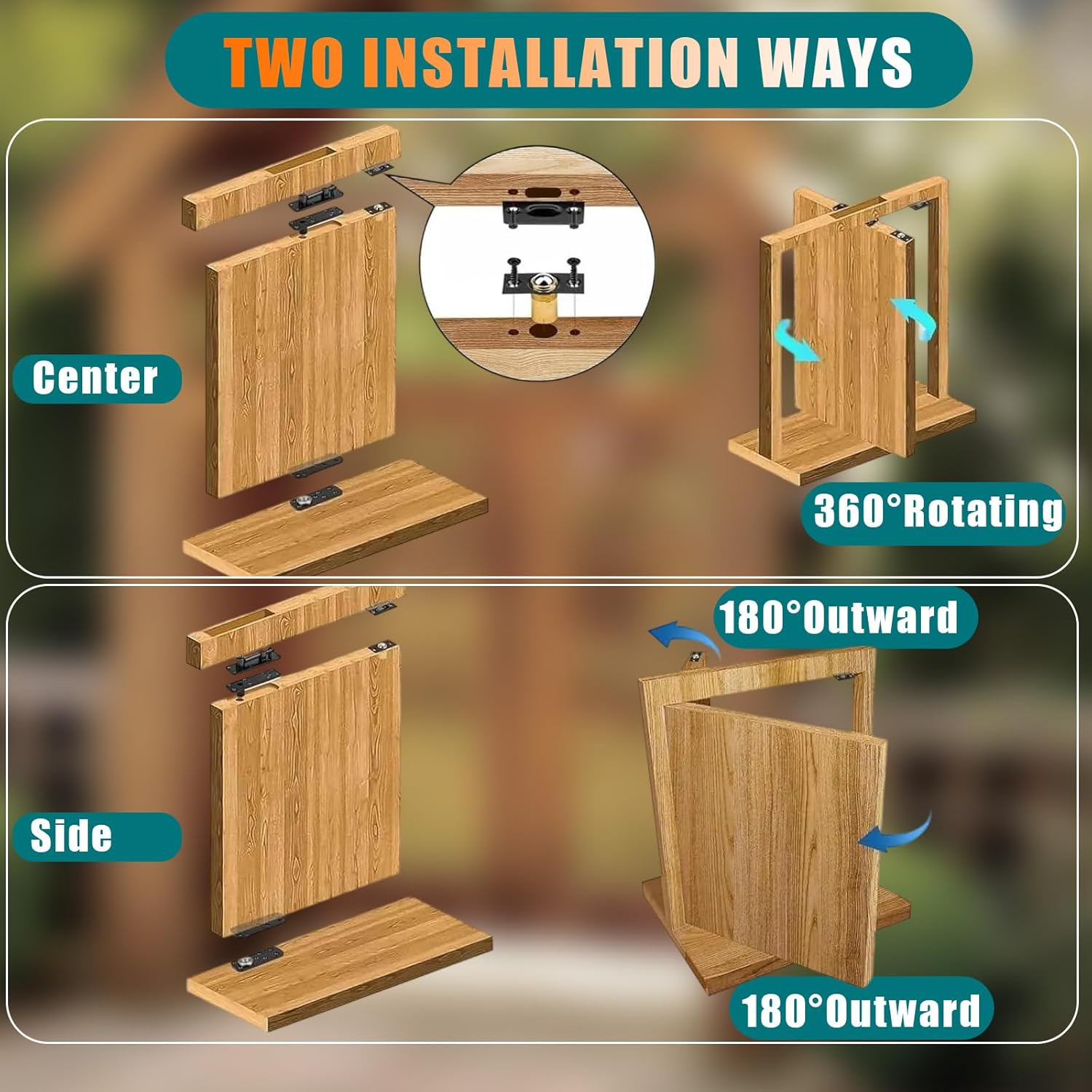 SOONHUA Hidden Door Hinge, 360° Rotation Hidden Pivot Hinge, Up to 570Lbs Load-Bearing, Heavy Duty Hardware Invisible Hinges for Secret Doors or Concealed Doors