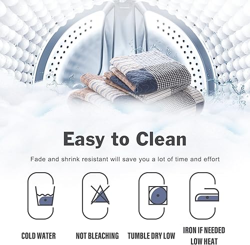 Vista 30 de Y-PLWOMEN Edredón tamaño Queen, 100 % algodón, edredón de retazos marrón a cuadros, colcha ligera tamaño Queen, suave, transpirable, para todas