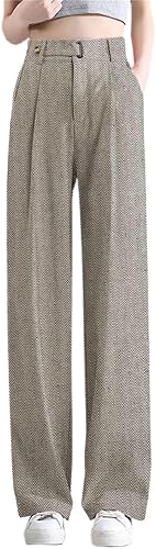 Betusline Women's Wide Leg Dress Pants High Waisted Business Twill Straight Offi