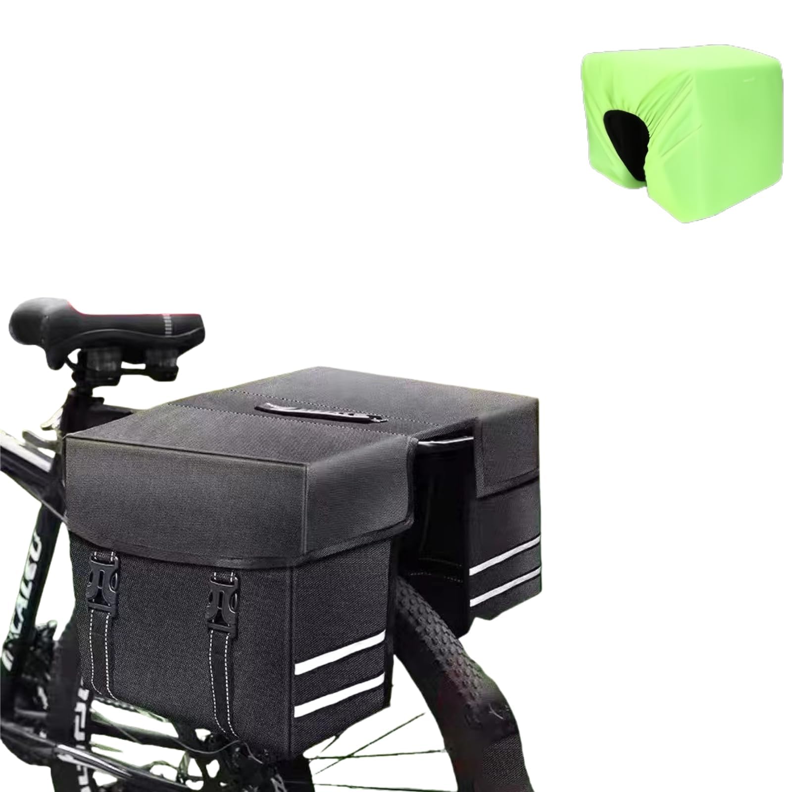 Sacoche Velo 28L,Sacoche Velo Porte Bagage Arriere,Sacoches Electrique Arrière Mit Sac étanche,Sacoche Vélo mit Bandes réfléchissantes et poignée de Transport,32x29x16 cm (Noir)
