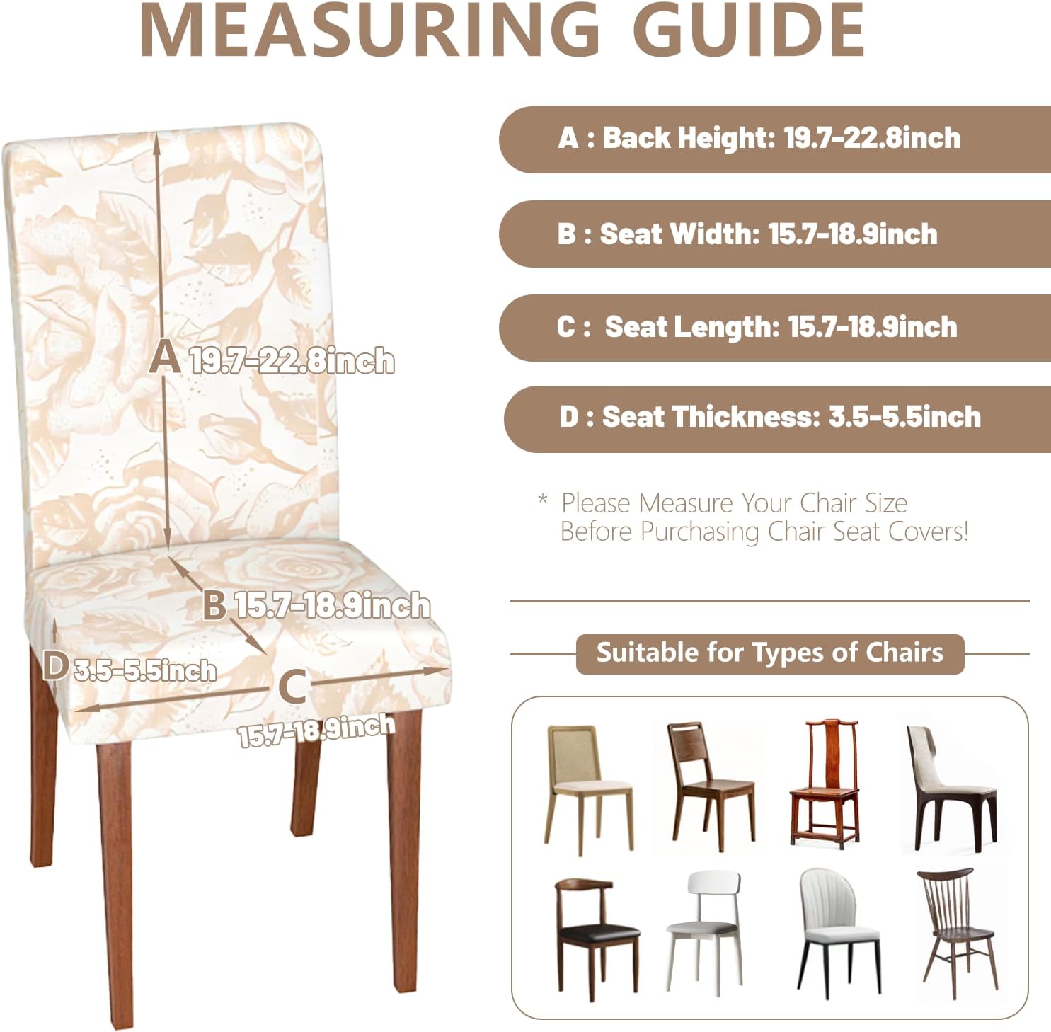 Stretch Dining Chair Covers Set of 6,Floral Print Chair Covers,Soft Removable Washable,Pet Friendly Furniture Protector,Universal Chair Slipcovers for Home, Kitchen,Ceremony Dining Room Seat