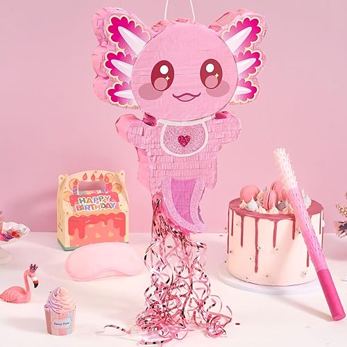 Miniatura 248 de WERNNSAI - Piñata de sirena plegable, piñata de cumpleaños con flecos que incluye cuerda para jalar, venda y bate. Decoraciones