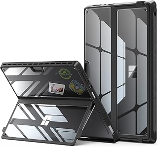 INFILAND Surface Pro 8 Case, Crystal Clear Multi-Angle Shockproof Cover Compatible with Microsoft Surface Pro 8 13" 2021 Tablet, Work with Surface Pro Signature Keyboard & Surface Slim Pen 2, Black