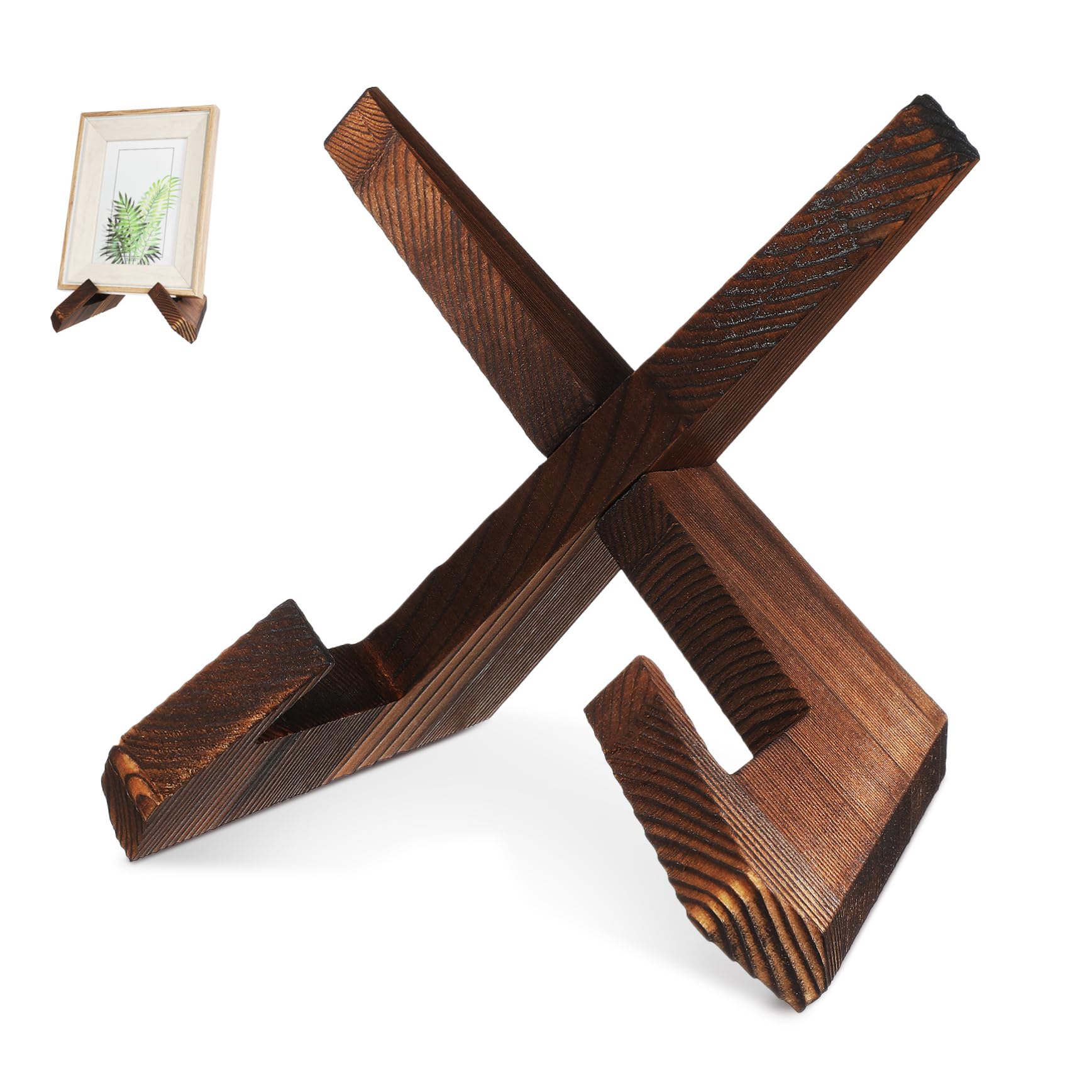 PRETYZOOM Wooden Recipe Book Holder Sturdy Stand for Countertop Display Versatile Plate Tablet Holder Rustic Kitchen Decor Space Saving Design for Cooking and Baking