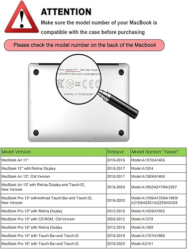 Miniatura 2 de Funda rígida compatible con MacBook Air de 13 pulgadas, modelo A2337 M1 A2179 A1932 con pantalla Retina e identificación táctil, funda rígida de