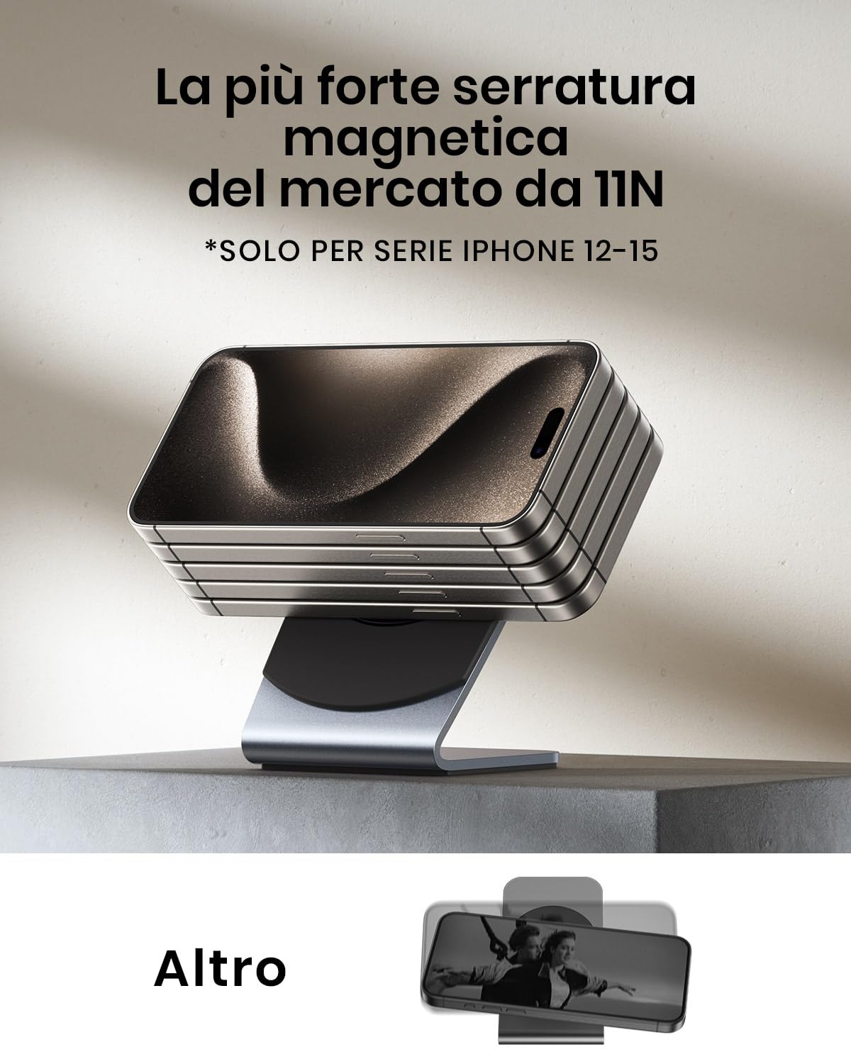 INIU Caricatore iPhone Wireless per MagSafe, 15W Ricarica Rapida Caricabatterie Wireless Dissipazione Efficiente per iPhone 16 15 Pro Max iPhone 14 Plus 13 12 (Adattatore e Cavo USB C Inclusi)