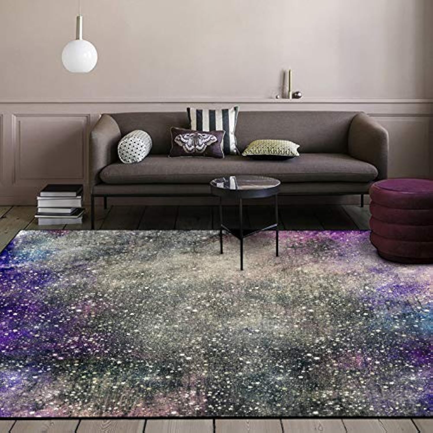 XiangbinzacLiving Room Rug,Area Rugs for Bedroom Anti Slip Large Area Carpet,Hallway Kitchen Extra Large Size Short Pile Geometric Purple Gray, 200 x 290 cm