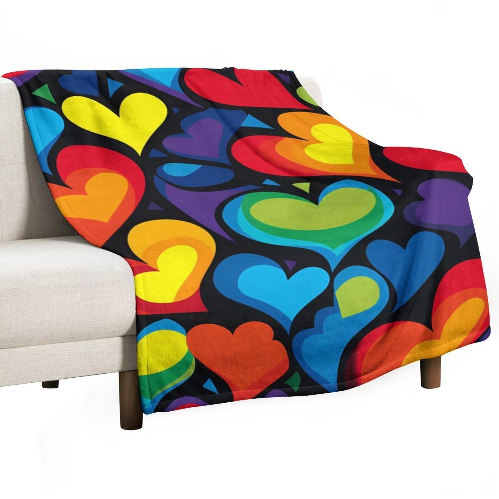 Cgsbngha Style Heart Lgbt Rainbow Flannel Fleece Blanket Lightweight Soft Throw Blankets For Sofa Couch Bed Chair