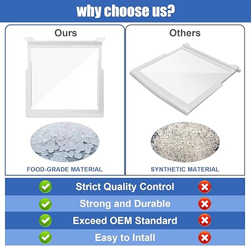 Miniatura 5 de W10276341, WPW10276341, W10167066, 2309523, 2309560 Estante de vidrio compatible con Kenmore, repuesto de estante de piezas de refrigerador