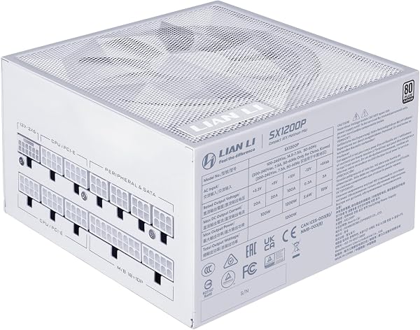LIANLI ATX3.1準拠PC電源 SX Platinum 1200W ホワイト フルモジュラー 80PLUS Platinum認証/PPLP Platinum認証 奥行140mm Zero PRMモード搭載 SX1200PW 日本正規代理店品 - 5