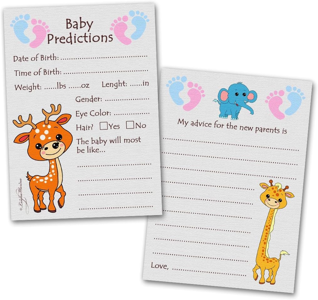 Leigha Marina 40 Baby Shower Cards Baby Predictions Guessing Game and Advice Notes for New Parents